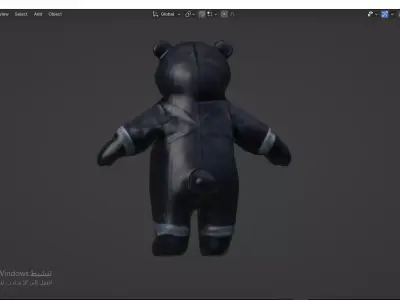 Grey Tedy Bear wearing work Suit Toy Low-poly 3D model