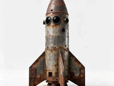 Realistic Rusty Rocket Ship 3D Model Low-poly 3D model