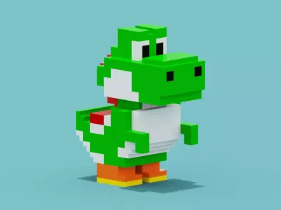 Voxel Dinosaur  Yoshi Low-poly 3D model