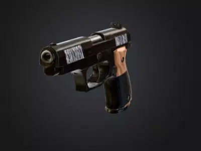 Classic Metal Pistol Low-poly 3D model