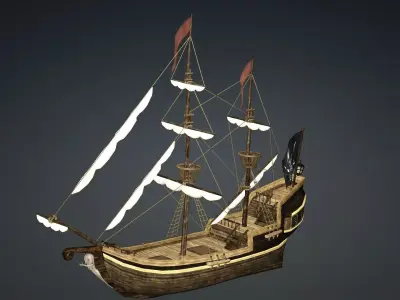 Roter Lowe Galleon Low-poly 3D Model Low-poly 3D model