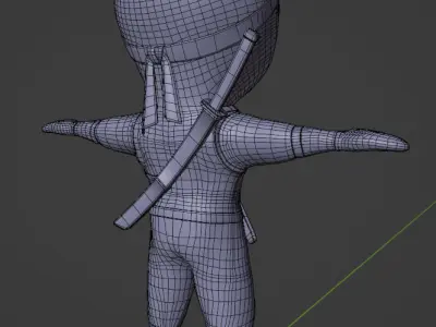 Ninja Cartoon Warrior Character Low-poly 3D model