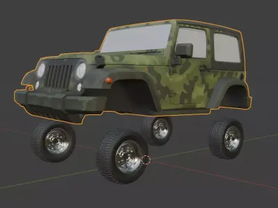 Jeep and Tyre are seperated 3D model