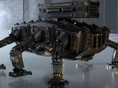 Photo Realistic War Mecha with Rocket Launcher 3D model