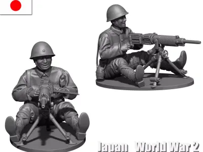 Japan soldier ww2 Type 92 3D print model