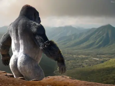 Roaring Gorilla Fur Animated Rigged 3D model