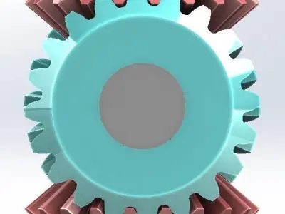 Straight Four Bevel Gear transmission-T20m1 Free 3D print model