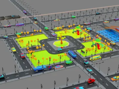 Low Poly City Pack Free low-poly 3D model