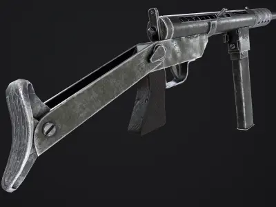 SMG Lightning Blyskawica Low poly PBR Free low-poly 3D model