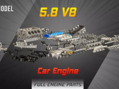 V8 Supercharger Disassembled Car Engine 3D model