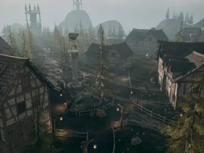 Fantasy Mystic Village Environment Low-poly 3D model