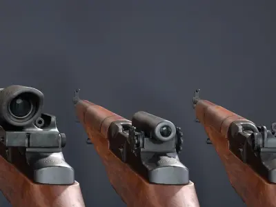 PBR M1 Garand and Attachments Low-poly 3D model