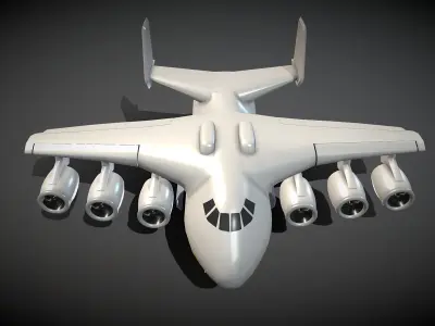 Cartoon Antonov An-225 Mriya Low-poly 3D model