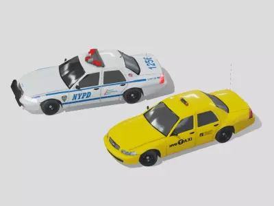 New York Police and Taxi cars Free 3D model