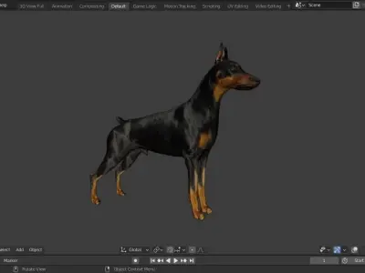 Dobermann Dog Low-poly 3D model