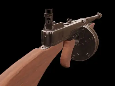 Thompson machine gun Low-poly 3D model