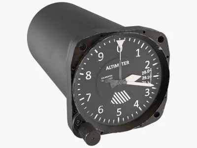 United Instruments Altimeter Used Condition Black Rigged 3D model
