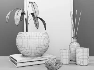 decorative set 02 with aquarium 3D model