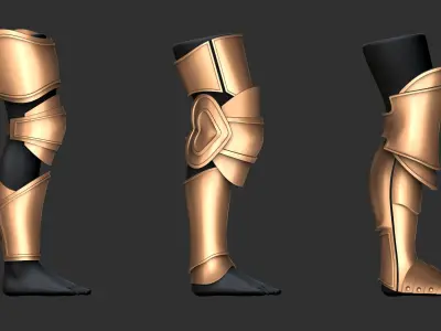 Leg Armor Highpoly and Lowpoly With UVs Vol 1 Low-poly 3D model