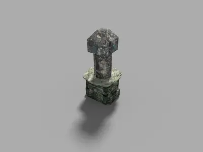 low poly temple pillar 2 Low-poly 3D model