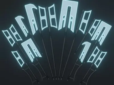 Sci-fi spears and swords collection pack Low-poly 3D model