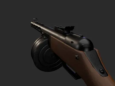 PPSH 41 Soviet 762 x 25 Submachinegun 3d model Low-poly 3D model