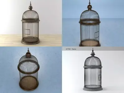 Birdcage four different bird cages 3D model