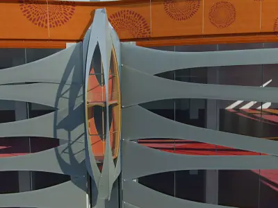 Twin decker shuttle elevator with facade 3D model