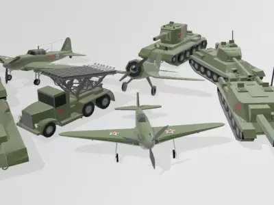 classic soveit vehicle pack lowpoly Free 3D model