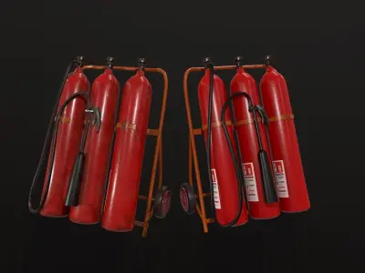 Extinguisher fire rack Low-poly 3D model