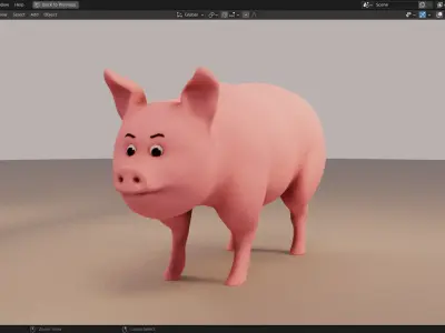 Pig 3D Model Cartoon Style Print Ready 3D model
