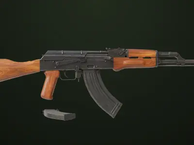 Light Machine Gun 10 Wood All PBR Unity UE Textures Low-poly 3D model