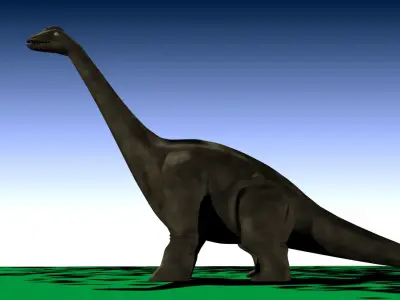 Brachiosaur model dinosaur in grass Low-poly 3D model