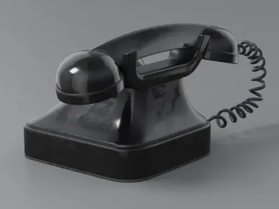 Retro Rotary Telephone PBR 3D model