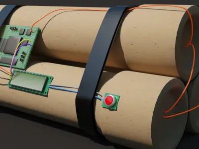 Bomb clock PipeBomb 3D Model Low Poly Free low-poly 3D model