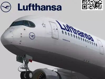 Airbus A350-900 XWB Lufthansa D-AIXA Low-poly 3D model