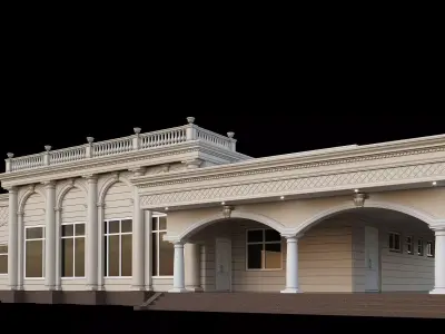 Commercial building facade exterior 3D model