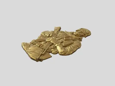 Warrior in combat gear and with an AK-47 assault rifle 3D print model