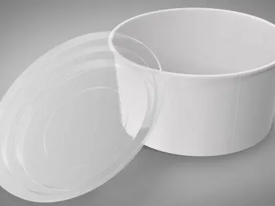 Paper Food Bowl with Clear Lid for Soup for Salad 32 Oz 1000 ml Mockup 3D model