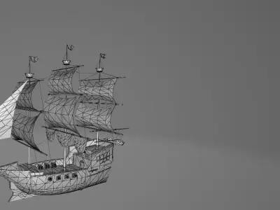 Pirate Ship 5 Low-poly 3D model