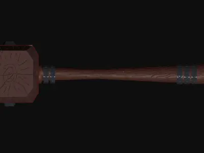 3D MEDIEVAL WOODEN MALLET Low-poly 3D model