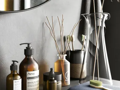 Bathroom Kit Set 3D model Free low-poly 3D model