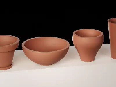 Flower Pots Free low-poly 3D model