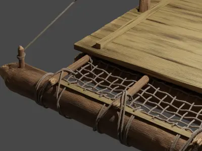 Wooden Raft --- MADE IN BLENDER FOR CYCLES Free 3D model