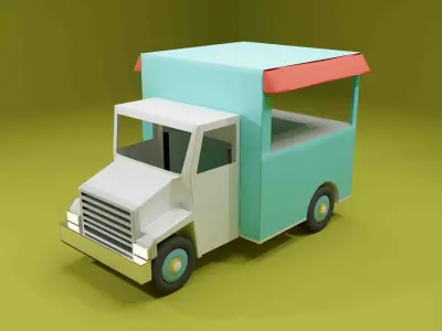 Cartoon Truck Low Poly 3D Model Free Free low-poly 3D model