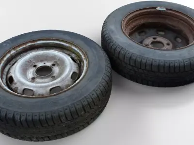 Ultra realistic Old Tyre Scan 8k HD Low-poly 3D model Low-poly 3D model