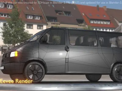 City Car 5 Commercial Minibus Type-C Black Low-poly 3D model