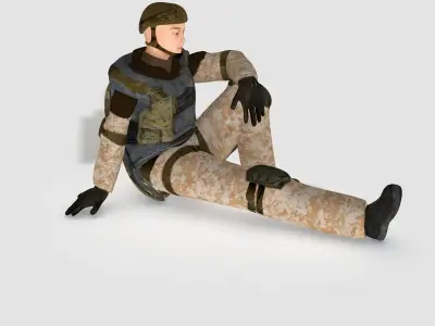 Low poly realistic asiatic soldier Low-poly 3D model