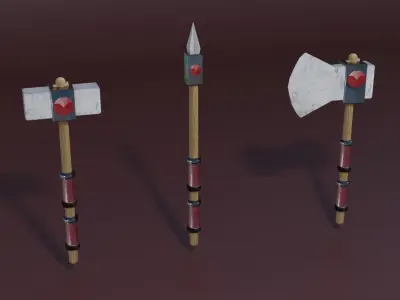 Stone weapons set Low-poly 3D model