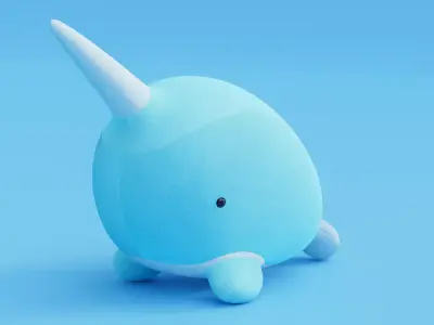 Cute plushie or doll with baked pbr textures Low-poly 3D model